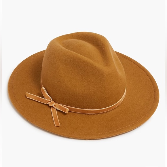 J. Crew Factory Accessories - J Crew Bow Fedora, color camel, has original tags. 100% wool, Size S-M